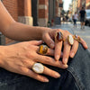 Maillard Chunky Gold Plated Stainless Steel Open Ring for Women Retro Tiger Eye Irregular Statement Adjustable Jewelry Gift - Image 2