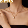 Stainless Steel Double-Layer Necklace with Imitation Pearl Pendant Detail - Image 1
