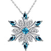 Women's Silver Plated Blue Crystals Snowflake Pendant Necklace Collarbone Chain For Christmas For Winter Jewelry - Image 7