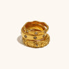 Ripple Edged Octagonal Cubic Zircon Pattern Stainless Steel Women's Rings Daily Jewelry Accessories - Image 3
