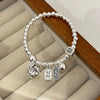 Silver Bracelets for Women Men String Accessories Letter Pattern Pattern Pendant Party Jewelry Gift - Image 1