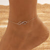 Simple Double Zircon Cross 8 Shape Word Anklet For Women Hollow Love Heart Thin Chain Anklets Beach Foot Minimalist Jewelry - Image 1