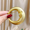 women gold plated moon brooch, vintage suit coat accessories pins jewelry - Image 1