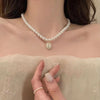 Imitation Pearl Pendant Necklace with Gold-Tone Rope Chain - Image 11