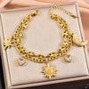 Statement 316L Stainless Steel Jewelry Zircon Bowknot Heart Star Moon Charm Chain Bracelet For Women - Image 3