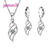 Silver Crystal Pendant Necklace Earrings Jewelry Set For Women Girls Wedding Engagement Jewelry - Image 2