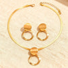1 set of and elegant flat snake chain ring hollow pendant collarbone chain stud earrings set - Image 6