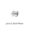 Silver Zircon Stud Earrings 1PC Eight pointed star Women Gold/Silver Heart Flat back piercing Jewelry Gift - Image 14