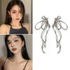 Korean Personality Irregular Bowknot Earrings Simple Silver Color Metal Line Big Long Bow Drop Earrings Female Jewelry - Image 1