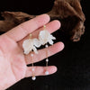 Temperament Eternal Flower White Petals Pearl Long Tassels Dangle Earrings for Women Bride Wedding Charm Jewelry Gifts - Image 3