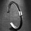 Classic Men Stainless Steel Woven Leather Cuff Bracelet Bangles Minimalist Jewelry Lovers' Gift - Image 3