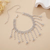 Cubic Zirconia Chain Anklet for Women Silver Color Double Layer Water Droplets Bracelet Barefoot Foot Jewelry - Image 3