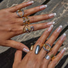 Women Stainless Steel Color Blocking Ribbed Twist Hollow Opening Ring Daily Accessory - Image 3