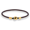 Gold Color Stainless Steel Button Braided Leather Bracelet For Men Women Couple Jewelry Gifts - Image 5