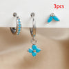 3PCS Green Zircon Hanging Earrings Set for Women Stainless Steel Flower Dangle Earring Cartilage Piercing Jewelry - Image 17