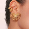 Statement Retro Half Sun Design Stainless Steel Stud Earrings For Women Fan-shape Gold Color Personality Vacation Jewelry Gift - Image 1