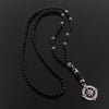 6mm Matte Black Obsidian Necklace with Compass Pendant for Men Handmade Jewelry - Image 4