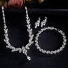 Brilliant Zirconia Leaf Necklace Earrings Rings Bracelets Set for Women CZ Drop Bridal Wedding Jewelry Sets - Image 24