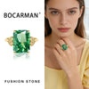 Bocarman Rectangular Ice Cut Mint Green Cubic Zirconia Copper Ring For Women Vintage Engagement Wedding Adjustable Jewelry - Image 17
