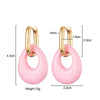 Hollow Oval Resin Acrylic Candy Color Pendant Hoop Earrings For Women Gold Color Stainless Steel Ear Buckle Female Jewelry - Image 6