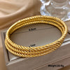 Three-Piece Rope-Textured Stainless Steel Bangle Set in Gold-Tone or Silver-Tone - Image 6