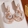 Hollow Round Pendant Paved Zircon Separable Earrings Gold Color Women Jewelry Wedding Matching Accessories - Image 1