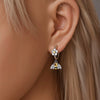 Silver Double stirrup Bee firefly zircon zircon Earrings for Women Jewelry Wedding Birthday mom Gift - Image 4