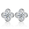Charming Silver Silver/Purple Flower Zirconia Stud Earrings, Women's Wedding Party Jewelry - Image 4