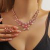 3PC Women's Flower Necklace Earrings Jewelry Set Elegant and High End Design, Suitable for Party and Festival - Image 4
