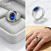 Men's Silver Ring, Oval Cut Gemstone Ring, Adjustable Cubic Zirconia Ring, Hip Hop Statement Jewelry Gift - Image 1