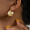 Gold Color Round Chunky Earrings for Women Lightweight Smooth Metal Open Thick Hoops Jewelry - Image 1