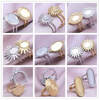 1/2pcs Mix Silver/Gold Color Oval Flower Sun Ring Stainless Steel Rings For Women Men Accessories Round Blank Cobochons Settings - Image 1