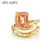 Dplaopa Women Silver Irregular Adjustable Ring Geometric Champagne CZ Zircon Gift Crystal Jewelry - Image 1