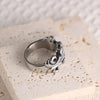 1Pcs Punk Hip-Hop Mysterious Pattern Stainless Steel Men's Ring, Engraved Hollow Couple Ring, Punk Style Ring - Image 5