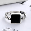 Silver Rings for Women Couple Minimalist Handmade Simple Wide Square Black Ring Jewelry Gift Prevent Allergy - Image 2