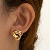 Gold SIlver Color Knot Hoop Earring For Women Shiny Plating Earring Stud Cute Daily Wear Jewelry Gift - Image 1