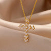 Zirconia Cross Pendant Necklace for Women Zircon Crystal Stainless Steel Chain Charm Aesthetic Jewerly collares - Image 5