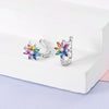 Silver Hoop Earrings Purple Zircon Flowers Butterflies Studs Earring For Women Wedding Engagement Gift - Image 5