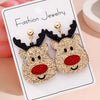 1 Pair Cute Sparkling Reindeer Design Jewelry Earrings For Women, Holiday Party Gift - Image 4