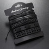 5pcs Punk rock black leather braid bracelet for men women - Image 1