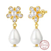 Silver Color Gold Pearl Bee Irregularity Star Moon Earrings For Women Jewelry Birthday Gifts - Image 11