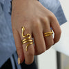 316L Gold Plated Stainless Steel Snake Rings For Women Men Open Adjustable Ring Vintage Gothic Aesthetic Jewelry - Image 3