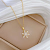 Stainless Steel Winter Snowflakes White Crystal Pendant Necklace For Women Collarbone Chain Jewelry HolidayGift - Image 1