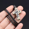 Charm Natural Semiprecious Stone Cross Shape Crystal Tiger Eye Agate Pendant Necklace Jewelry Gift for Women 25x18mm - Image 49
