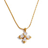 Delicate Shiny Cubic Zirconia Flower Pendant Chic Necklace Golden Plated Pvd Jewelry - Image 7