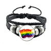 Lgbt Black Weave Leather Bracelet Bi Pride Glass Cabochon Gay Pride Rainbow Flag Photo Bangle Jewelry For Women Men Lovers Gift - Image 23