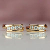 Brass Hoop Earrings with Cubic Zirconia Details in Gold-Tone and Silver-Tone - Image 3