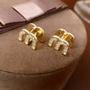 Double-sided Zircon Dripping M Letter Light Hoop Earrings French Personality DesignTemperament Earring K - Image 3