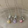 French Colorful Enamel CZ Cubic Zirconia Starburst Water Drop Star Pendant Necklaces for Women Silver Plated Chain Chokers - Image 1