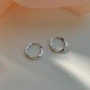Silver Round Stud Earrings for Women Simple Inlaid Design Hoops Earrings Wedding Party Jewelry Accessories Gifts - Image 7